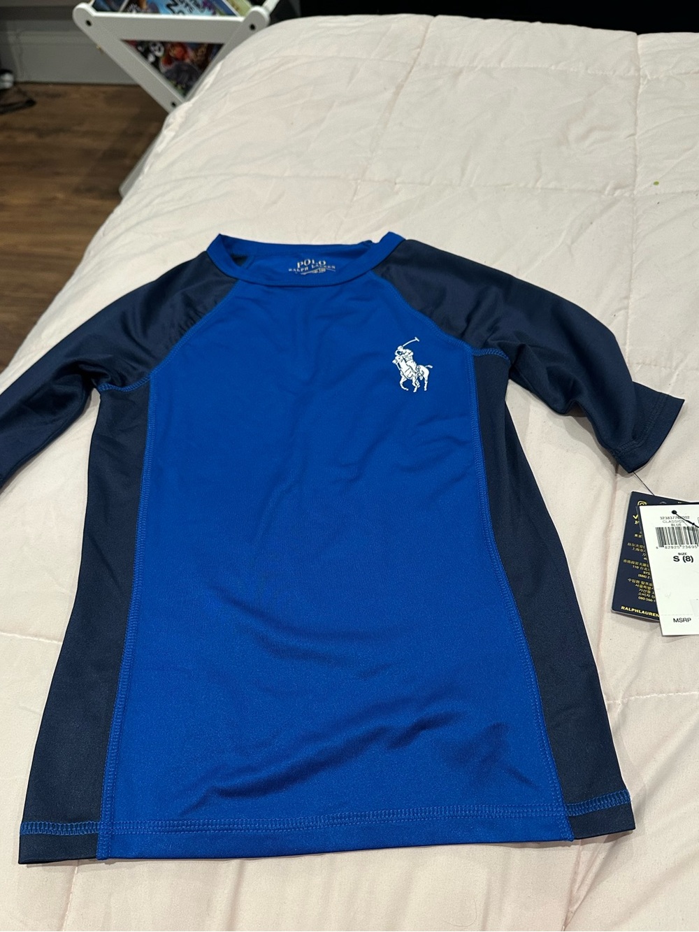 Polo by Ralph Lauren Blue and Navy Boys' Short-Sleeve Rash Guard UPF 40